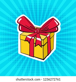 A box with a gift. Illustration in pop art style. Comic style