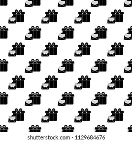 box with gift and postcard icon in Pattern style on white background