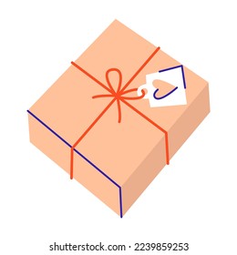 Box, gift, present sign. Valentines day. Love, romantic, relationship concept. Isolated vector illustration flat style.