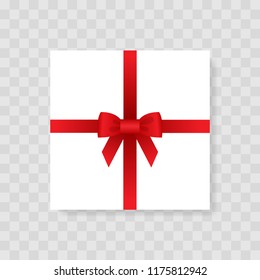 Box, gift with a red bow. Vector illustration