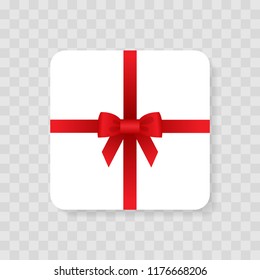 Box, gift with a red bow. Vector illustration