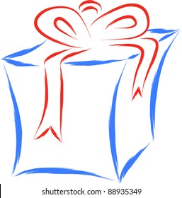 box gift sketch isolated on white background
