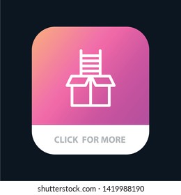 Box, Gift, Success, Climb Mobile App Button. Android and IOS Line Version