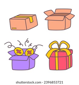 Box, giftbox, cardboard box, shopping and promotion Element