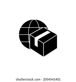 Box, globe icon in Supply chain set
