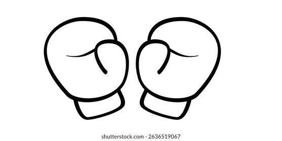 Box gloves. Boxing gloves icon. Fight concept. Sport, kickboxing, fighter symbol. Cartoon line hands. A pair of boxing gloves.