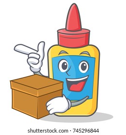 With box glue bottle character cartoon
