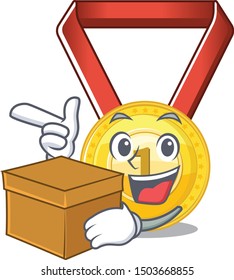 With box gold medal with the character shape