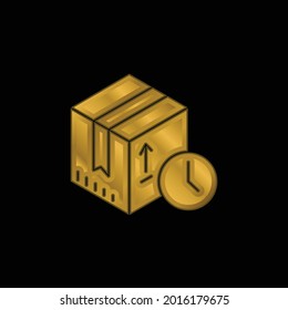 Box gold plated metalic icon or logo vector