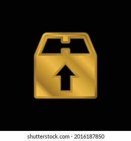 Box gold plated metalic icon or logo vector