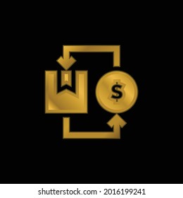 Icono metálico chapado en oro o vector de logotipo