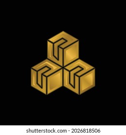 Box gold plated metalic icon or logo vector
