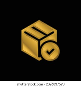 Box gold plated metalic icon or logo vector