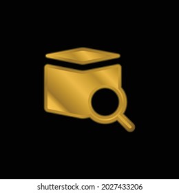 Box gold plated metalic icon or logo vector