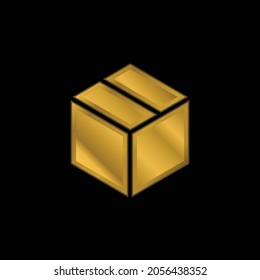 Box gold plated metalic icon or logo vector