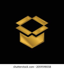 Box gold plated metalic icon or logo vector