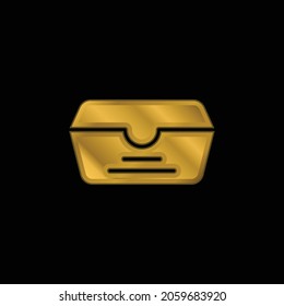 Box gold plated metalic icon or logo vector