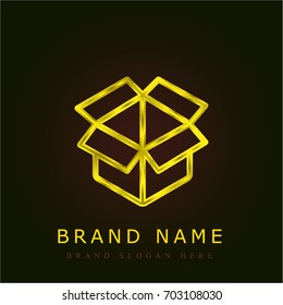 Box Golden Metallic Logo Stock Vector (Royalty Free) 703108030 ...