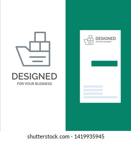 Box, Good, Logistic, Transportation, Ship Grey Logo Design and Business Card Template