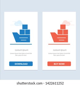 Box, Good, Logistic, Transportation, Ship  Blue and Red Download and Buy Now web Widget Card Template