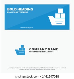 Box, Good, Logistic, Transportation, Ship SOlid Icon Website Banner and Business Logo Template