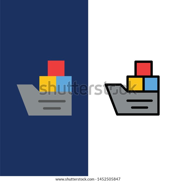 Box, Good, Logistic,\
Transportation, Ship  Icons. Flat and Line Filled Icon Set Vector\
Blue Background