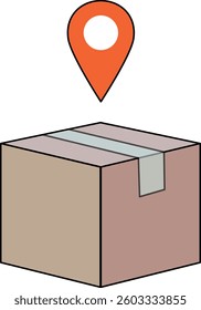 Box and gps pointer icon. Delivery tracking logistics and transportation theme. Isolated design. Vector illustration