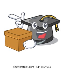With box graduation hat character cartoon