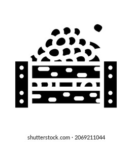 caja de las uvas glifo vector de icono. signo de la caja de uvas. símbolo de contorno aislado ilustración negra
