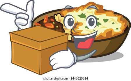 With box gratin isolated with in the cartoon