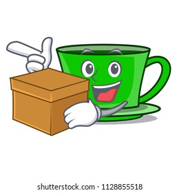 With box green tea character cartoon