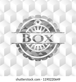 Box grey emblem. Vintage with geometric cube white background