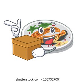 With box grilled salmon in the character shape