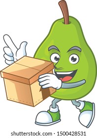 With box guava fresh shape cartoon with mascot