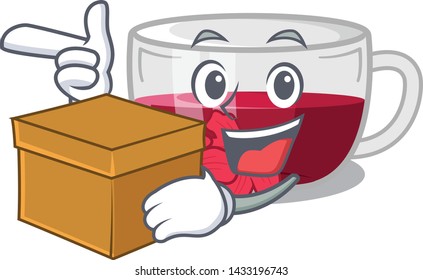 With box habiscus tea in the cartoon shape