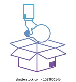 box with hand and bulb light
