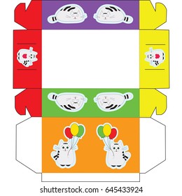 Box handmade design with cute cartoon cats