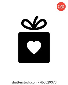 Box with heart Icon Flat Style Isolated Vector Illustration