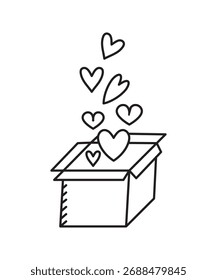 Caja con el ícono del corazón, el ícono de la mejor línea del Vector.