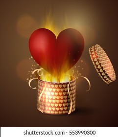 Box With Heart in retro style