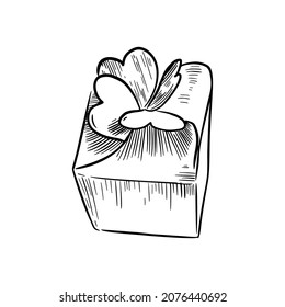 Box with hearts sketch vector illustration hand draw