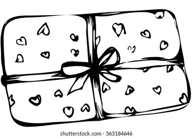  box with hearts tied with a ribbon