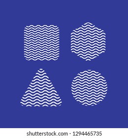 box, hexagona, triangle and circle with water line