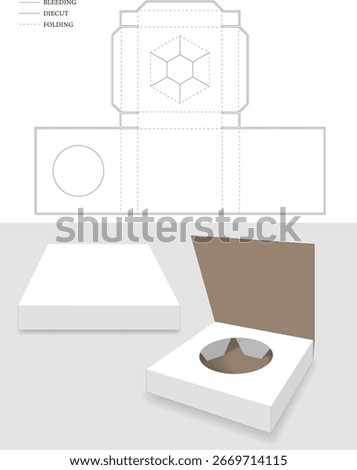 Box with hold inside die cut template and mockup