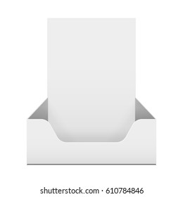 Box holder for advertising fliers. Illustration isolated on white background. Graphic concept for your design