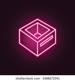 box with a hole neon icon. Elements of web set. Simple icon for websites, web design, mobile app, info graphics