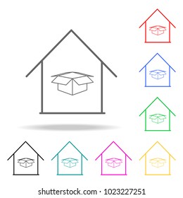 box in home colored icons. Element of logistic multi colored icon for mobile concept and web apps. Thin line icon for website design and development, app development. Premium icon on white background