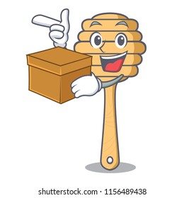 With box honey spoon character cartoon