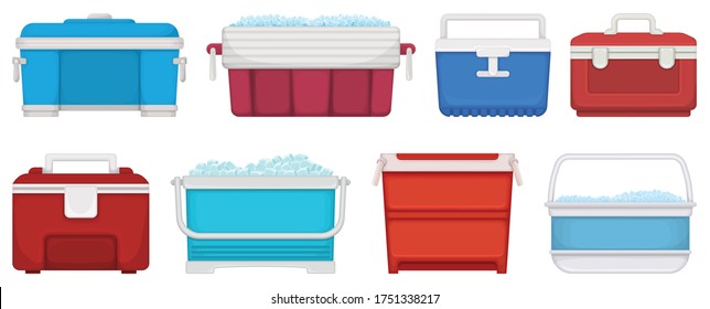 Box for ice vector illustration on white background. Isolated cartoon set icon icebox. Vector cartoon set icon box for ice. svg