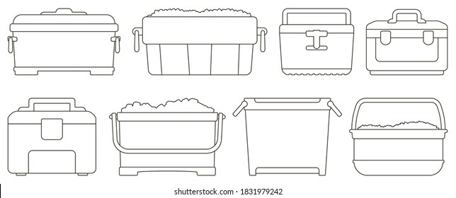 Box for ice vector illustration on white background. Isolated outline set icon icebox. Vector outline set icon box for ice.